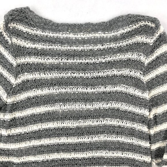 Hollister Striped Crew Neck Sweater - Gray and White - Picture 5 of 13
